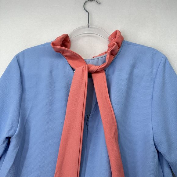 Pomander Place by Tuckernuck Blue Daphne Dress Swing Ruffle Bow sz L - Picture 11 of 16